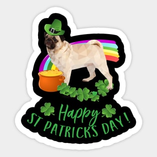 Happy St Patricks Day Pug T-Shirt for Dog Lovers Sticker